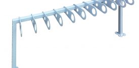 стоманена стойка за тротинетки с прахово покритие в сиво