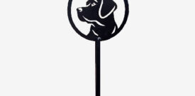 стойка за завързаване на кучета черна с глава на лабрадор